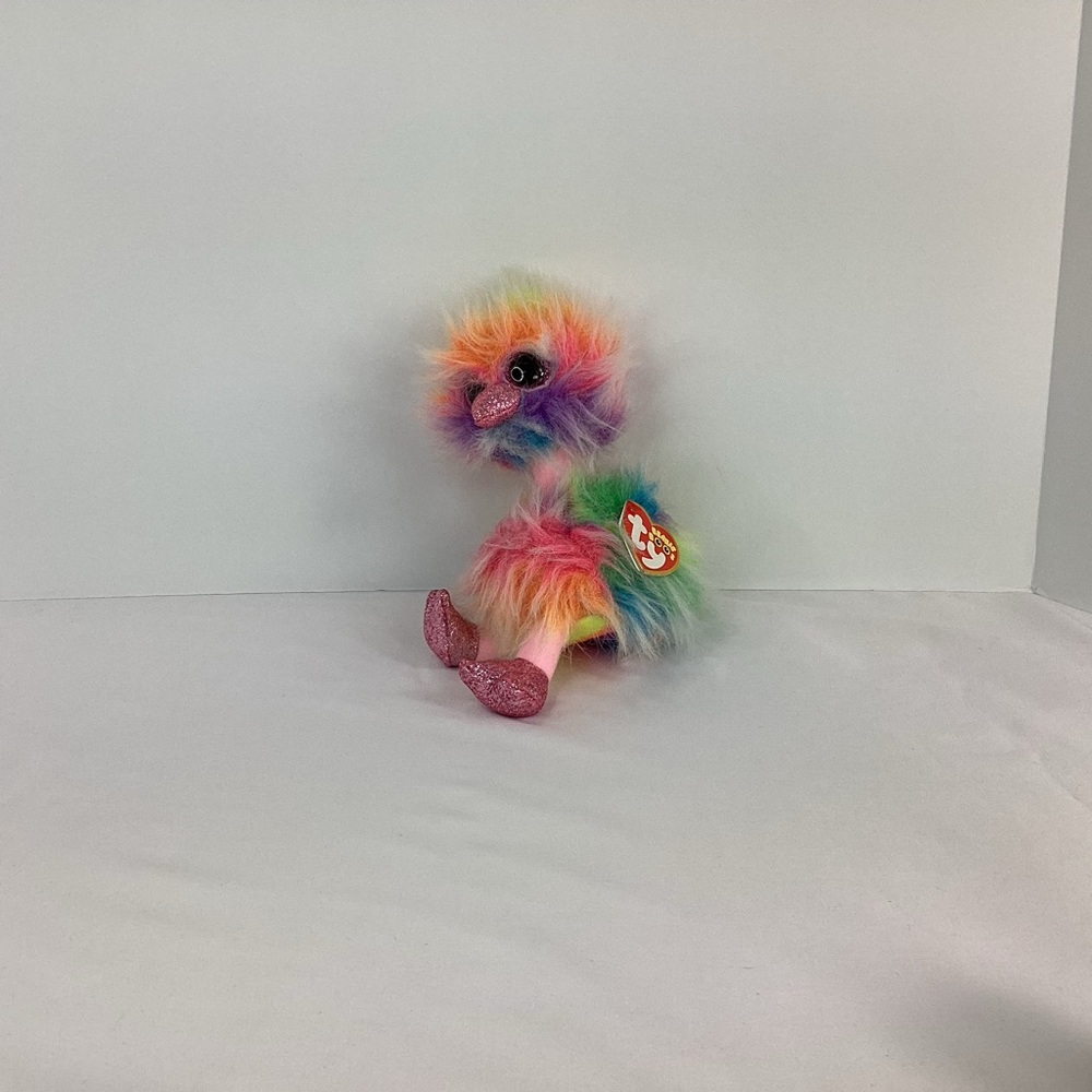 TY Beanie Boos Asha the Rainbow Ostrich Bird Stuffed Animal Plush Toy 2019 w/Tag - Picture 2 of 13